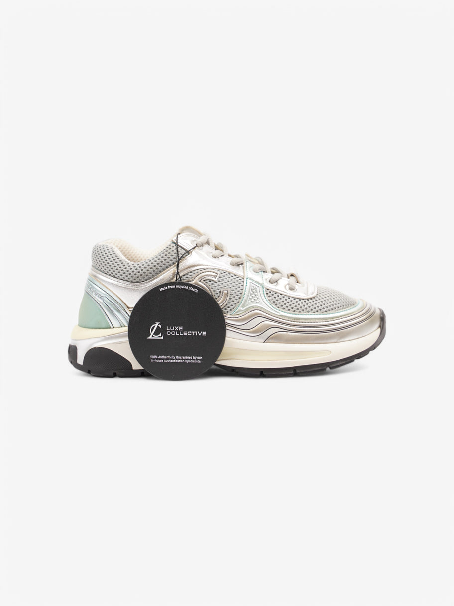 Chanel CC Logo Sneaker Silver / Green Mesh EU 38.5 UK 5.5 Image 7