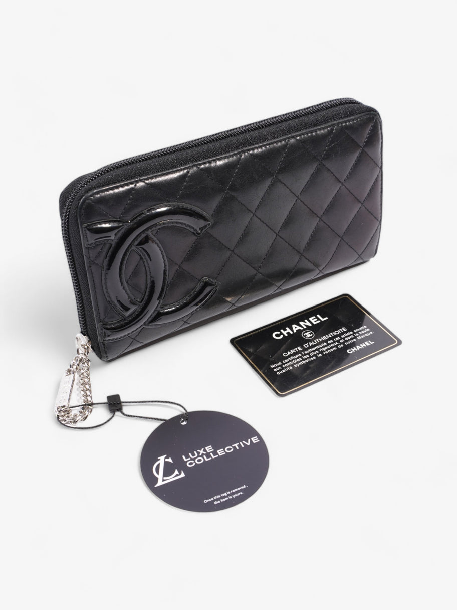 Chanel CC Cambon Long Zipper Bifold Wallet Black Leather Image 6