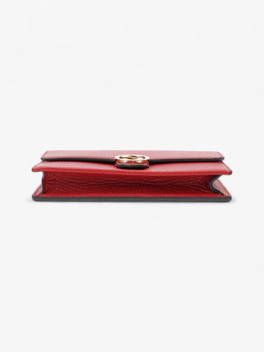 Gucci Interlocking G Leather Chain Wallet Red Leather Image 6