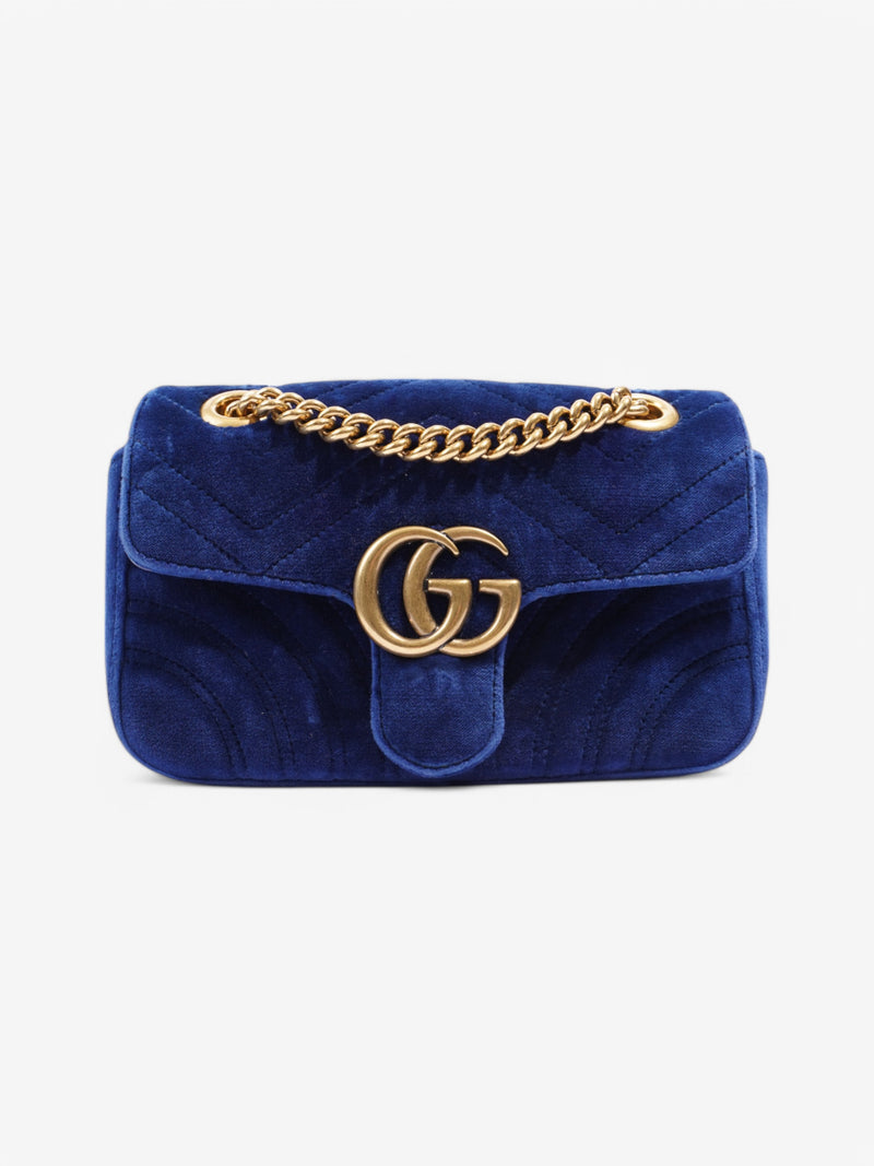  Gucci Marmont Flap Blue Velvet Mini