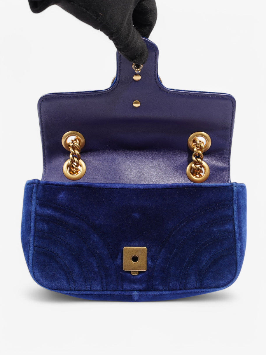 Gucci Marmont Flap Blue Velvet Mini Image 8