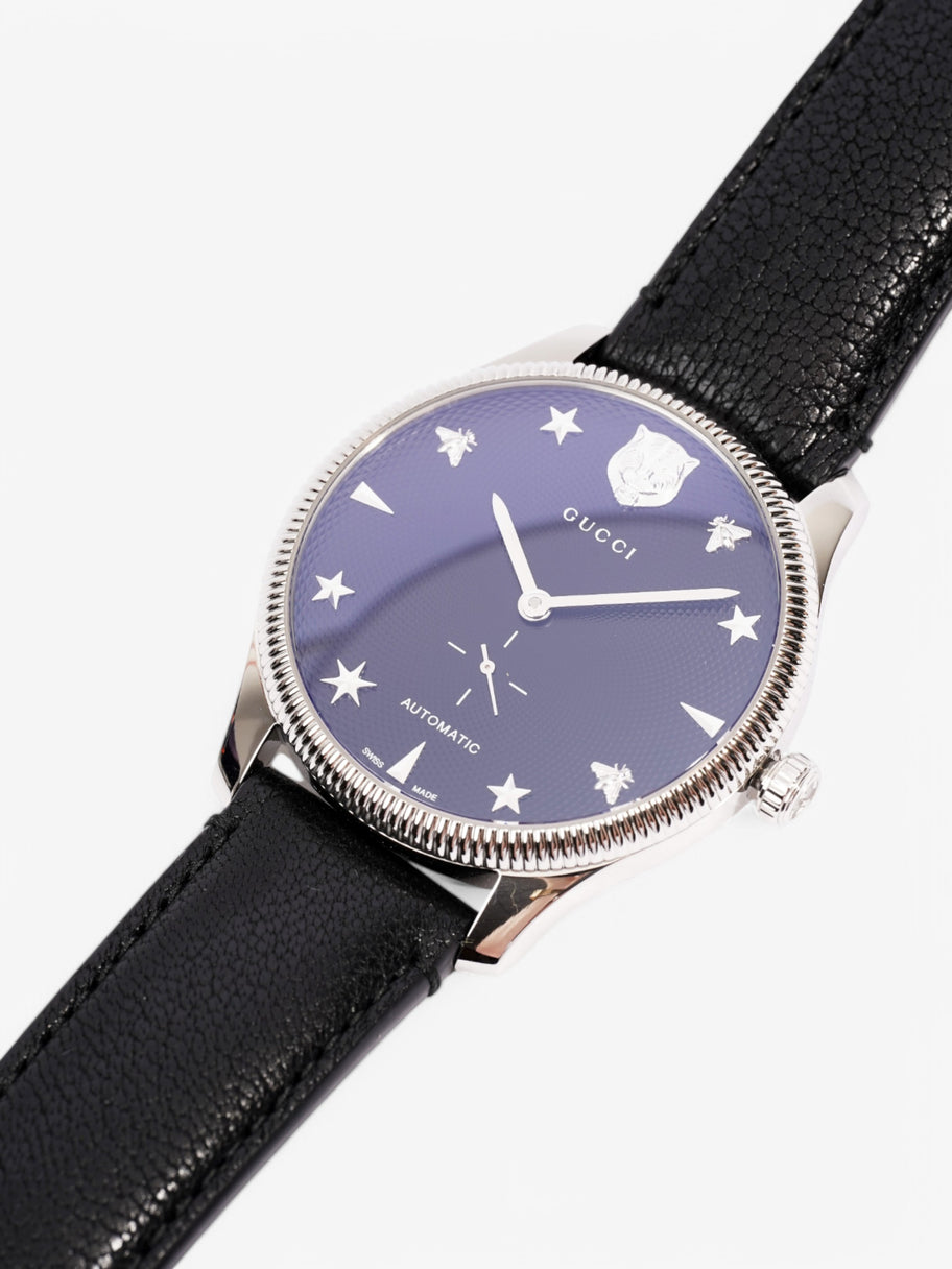 Gucci G-Timeless YA126365 Black / Silver Stainless Steel & Leather Strap 40mm Image 4