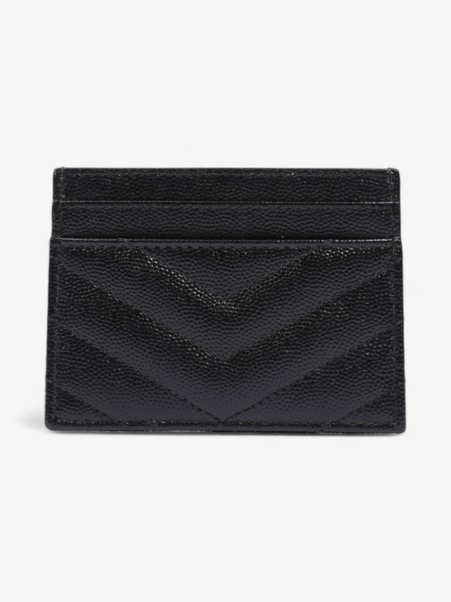 Saint Laurent Cassandre Card Holder Black / Silver Grained Leather Image 2