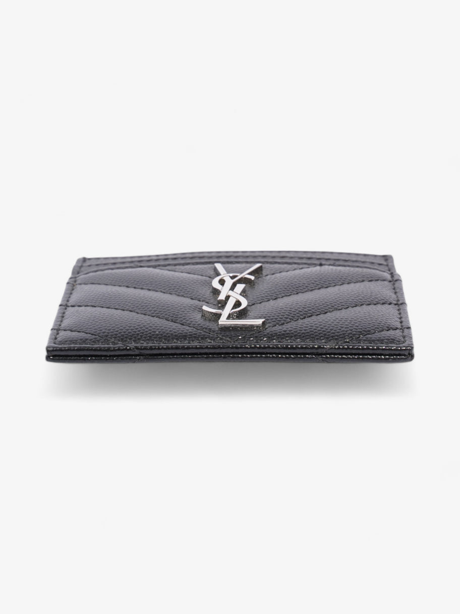 Saint Laurent Cassandre Card Holder Black / Silver Grained Leather Image 5
