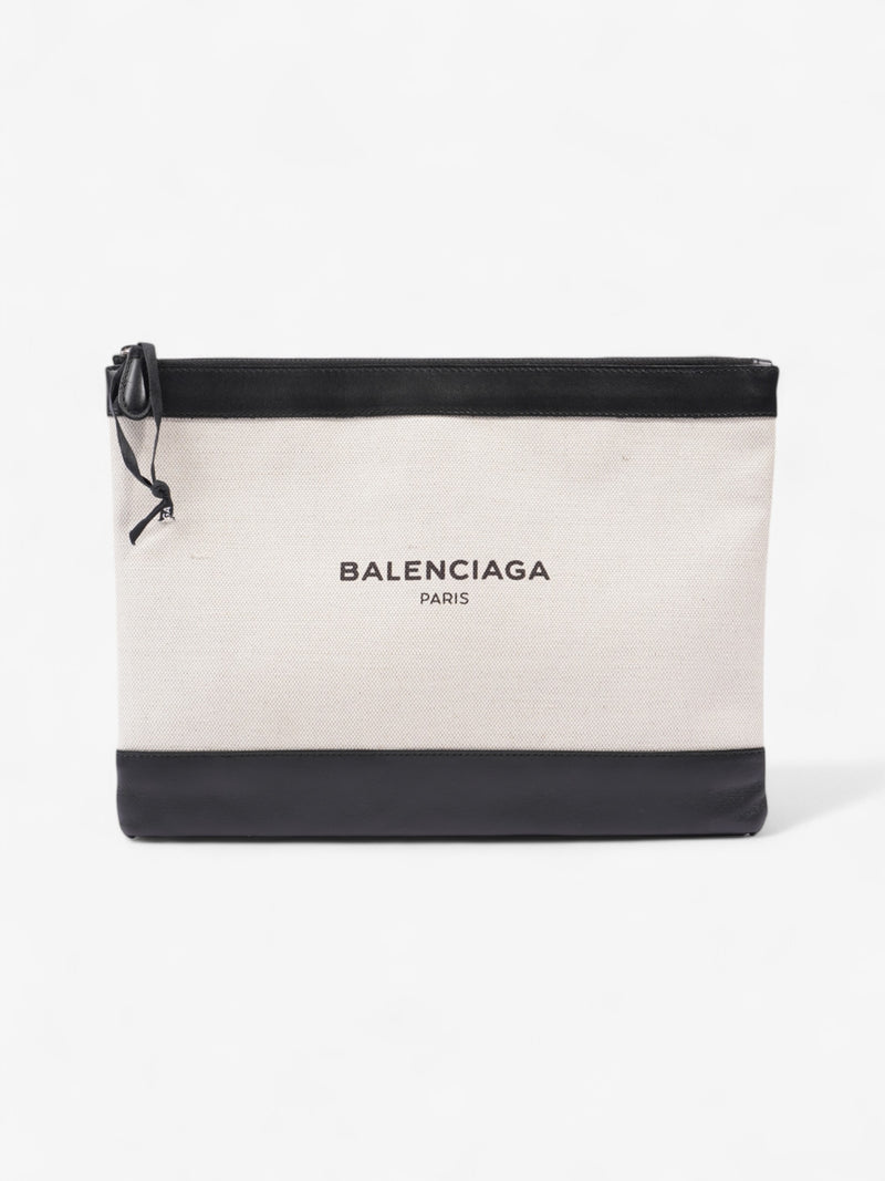  Balenciaga Pochette White  / Black Canvas