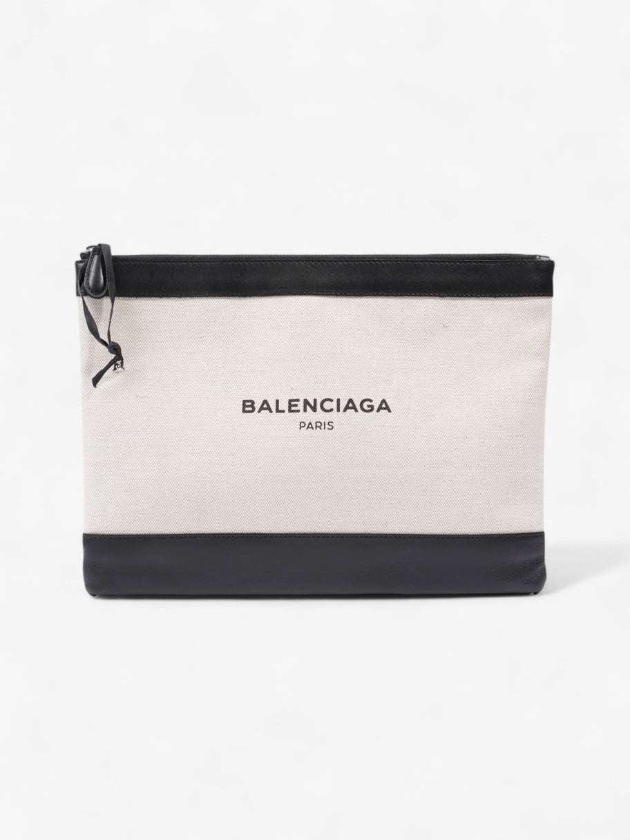 Balenciaga Pochette White  / Black Canvas Image 1