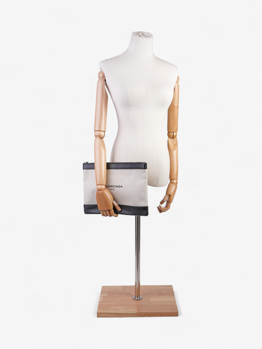Balenciaga Pochette White  / Black Canvas Image 2