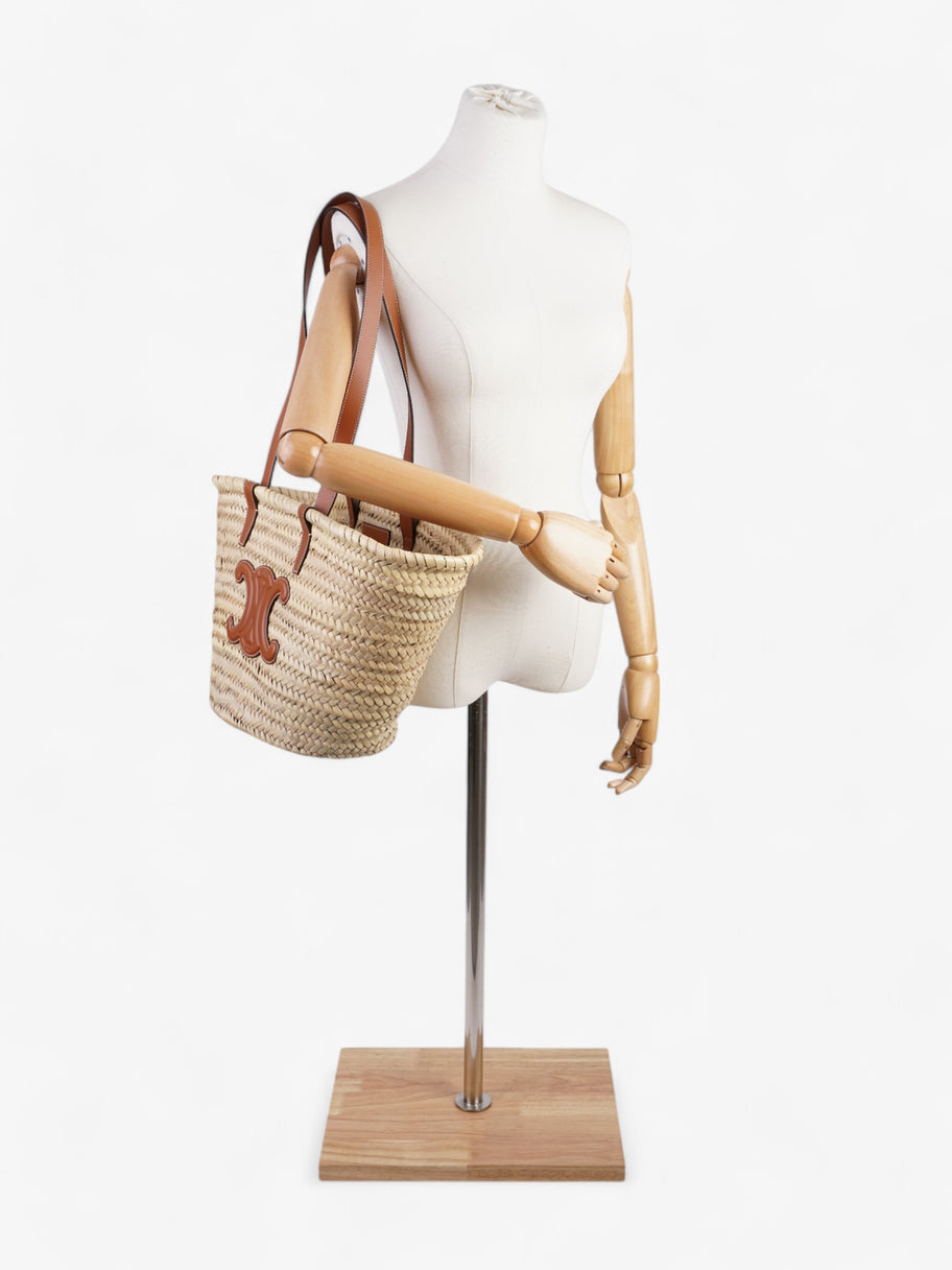 Celine Triomphe Classic Panier Natural / Brown Palm Leaves Medium Image 2