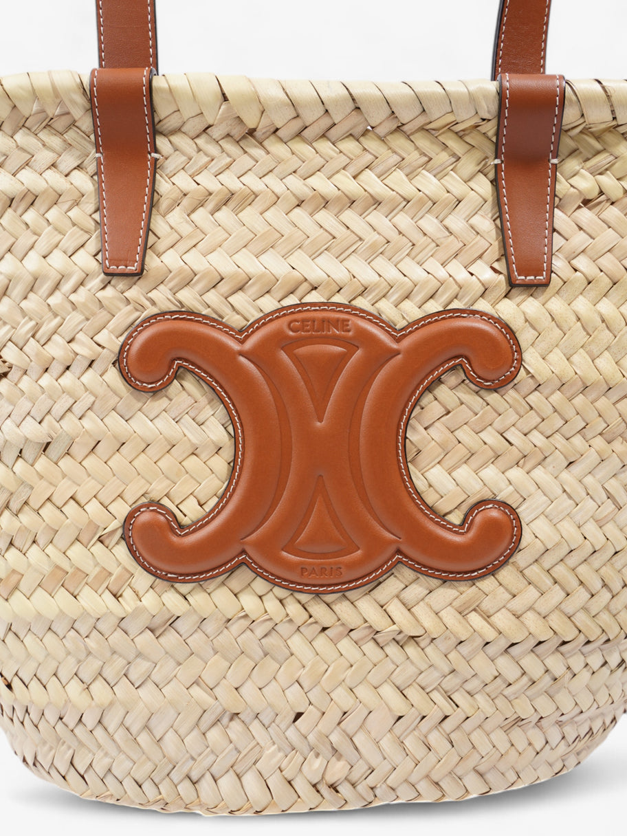 Celine Triomphe Classic Panier Natural / Brown Palm Leaves Medium Image 7