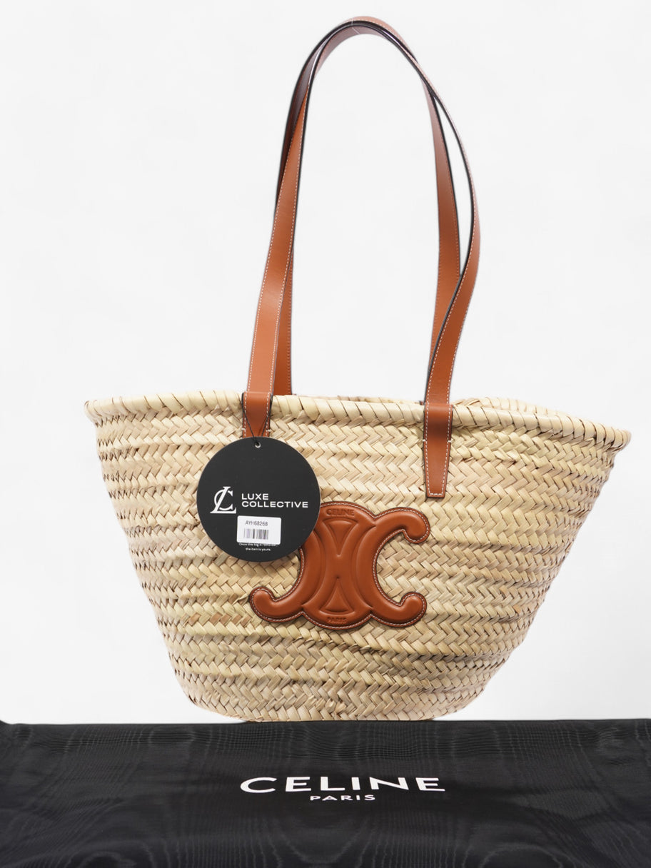 Celine Triomphe Classic Panier Natural / Brown Palm Leaves Medium Image 10