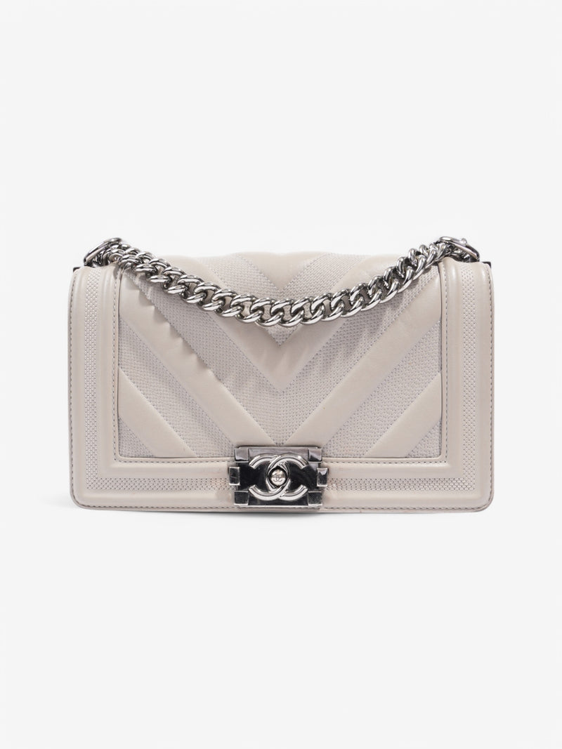  Chanel Boy Bag Grey Lambskin Leather Medium