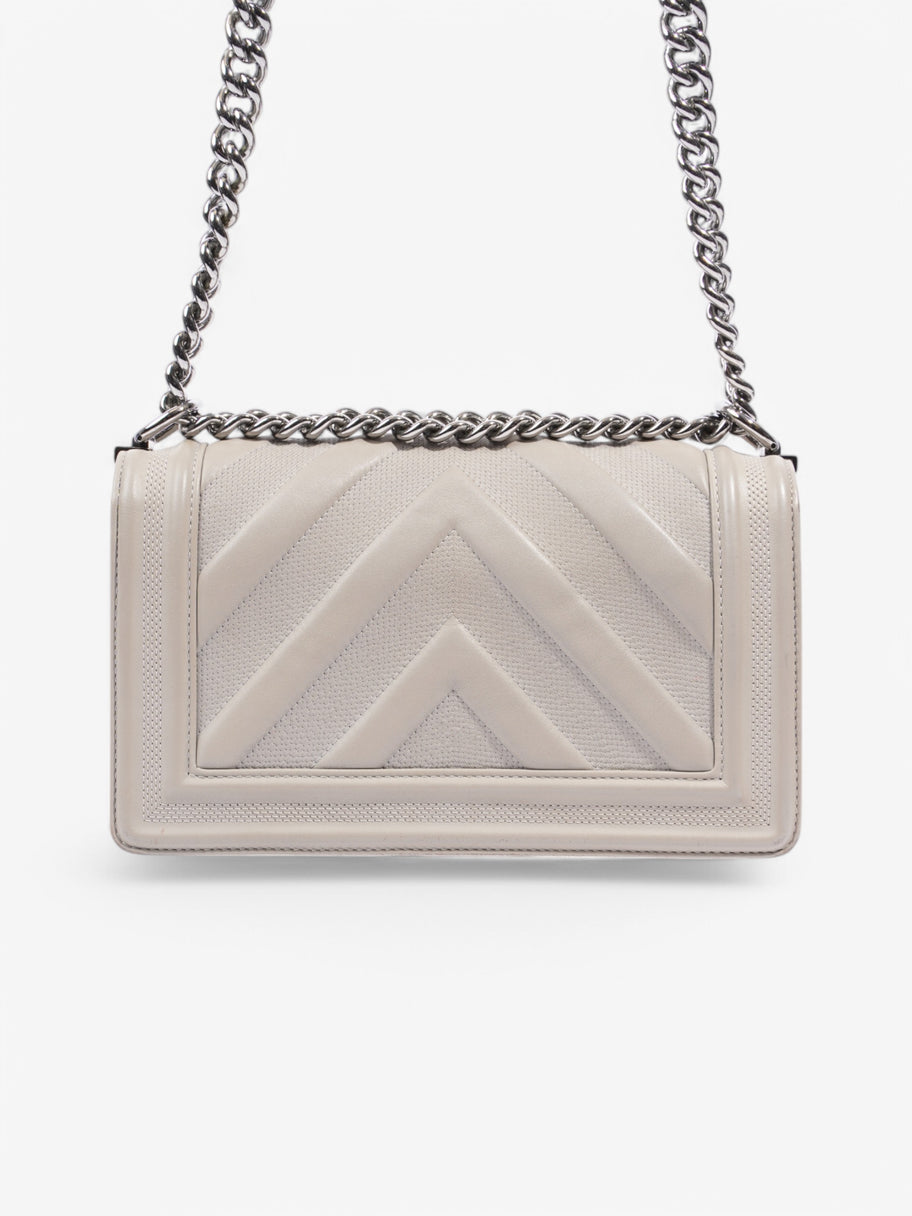 Chanel Boy Bag Grey Lambskin Leather Medium Image 4