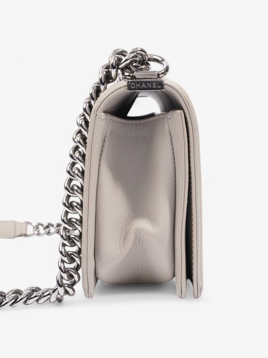 Chanel Boy Bag Grey Lambskin Leather Medium Image 5