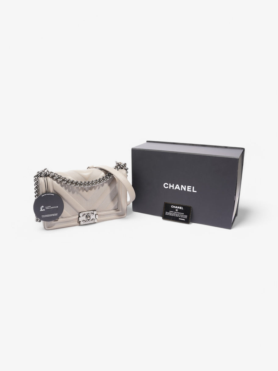 Chanel Boy Bag Grey Lambskin Leather Medium Image 9