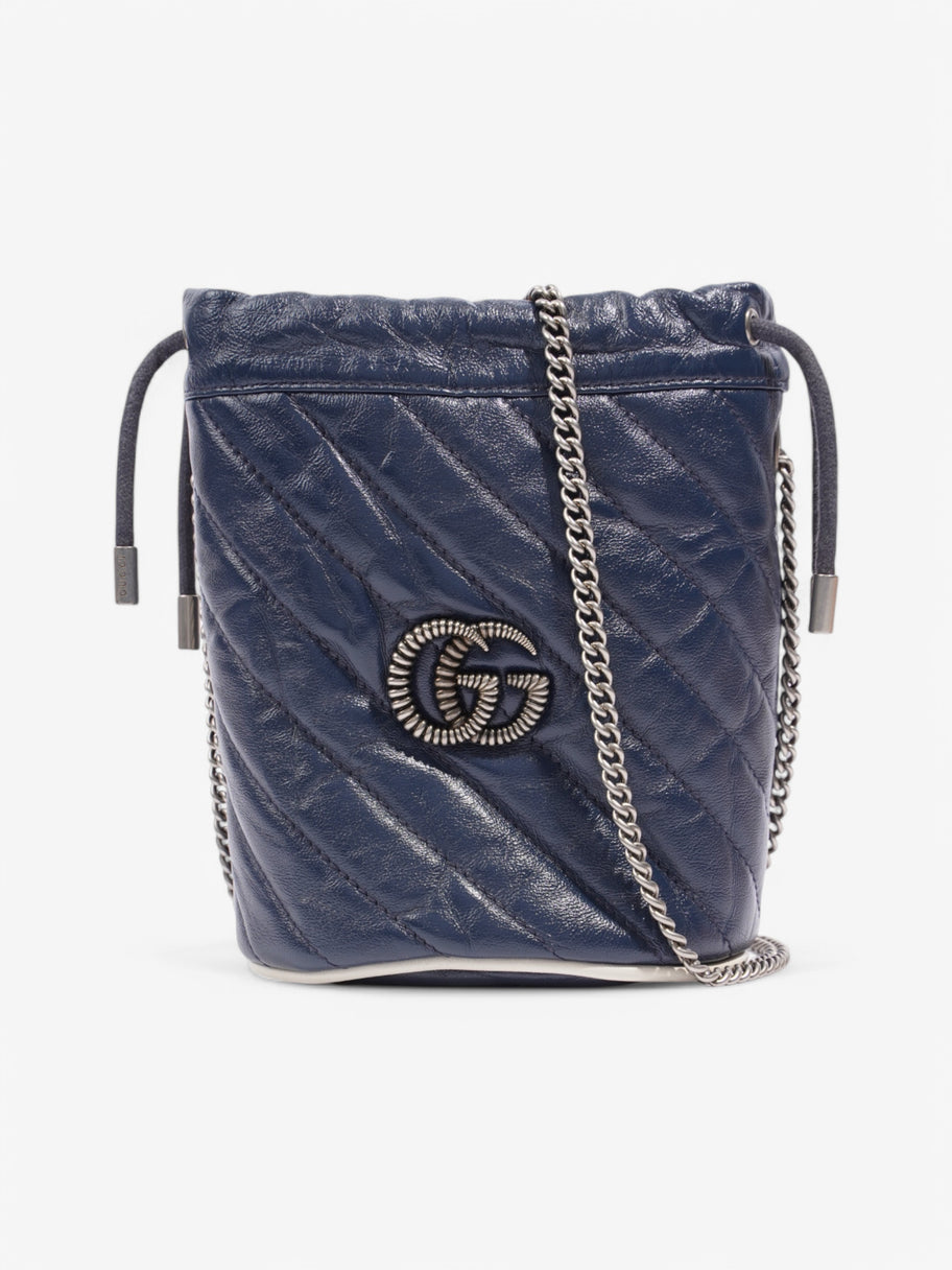 Gucci Marmont Drawstring Shoulder Bag Navy Leather Image 1
