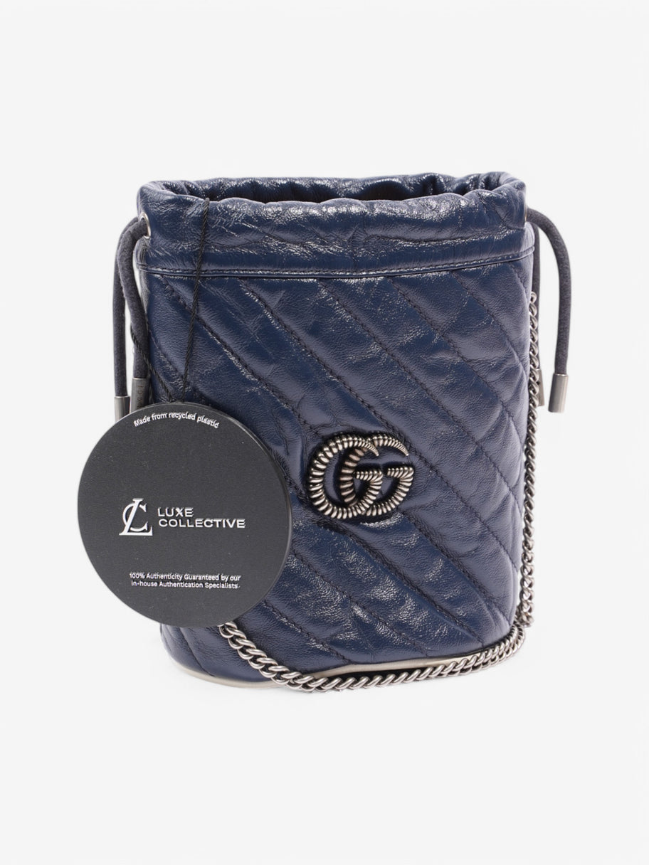 Gucci Marmont Drawstring Shoulder Bag Navy Leather Image 9