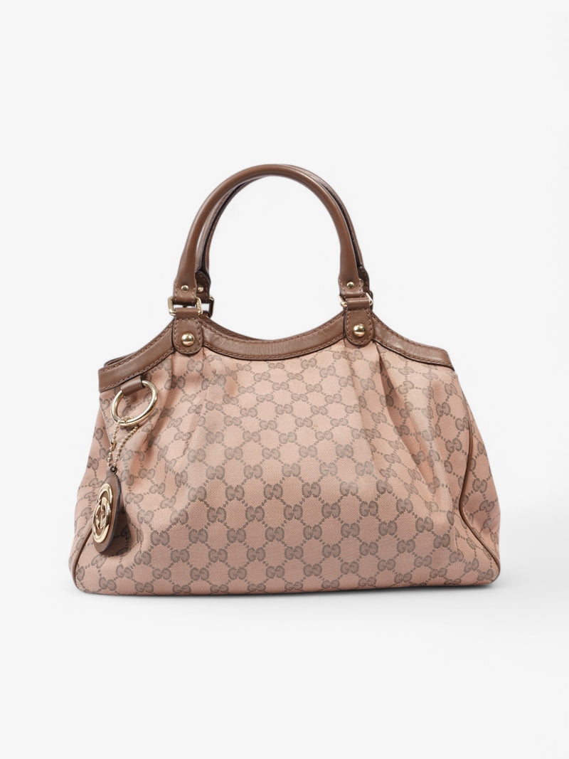 Gucci GG Handbag Peach Canvas