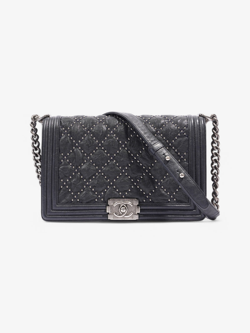  Chanel Boy Bag Navy Lambskin Leather New Medium