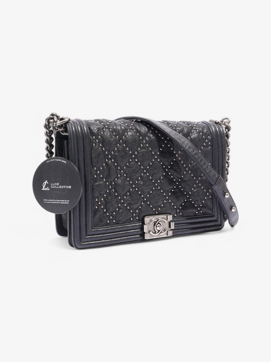 Chanel Boy Bag Navy Lambskin Leather New Medium Image 10
