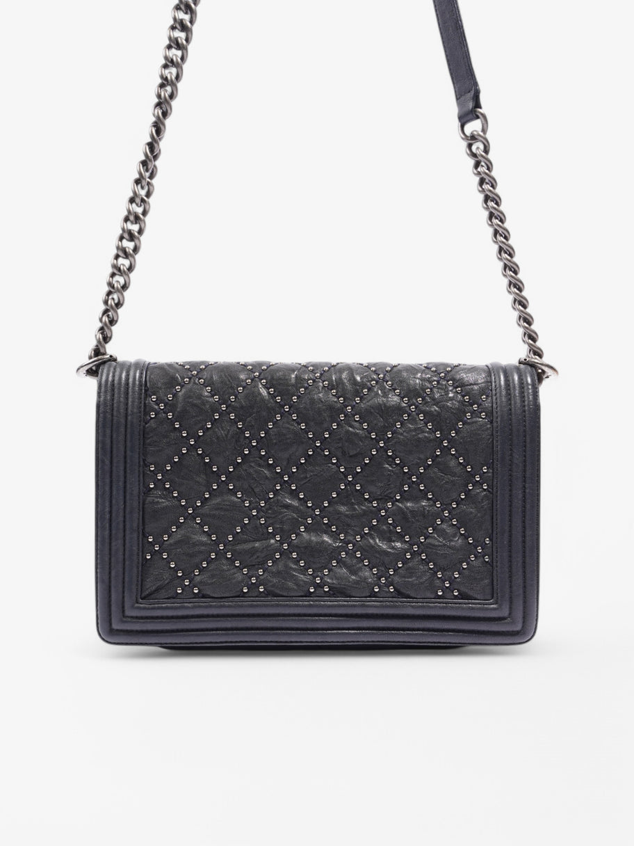 Chanel Boy Bag Navy Lambskin Leather New Medium Image 4