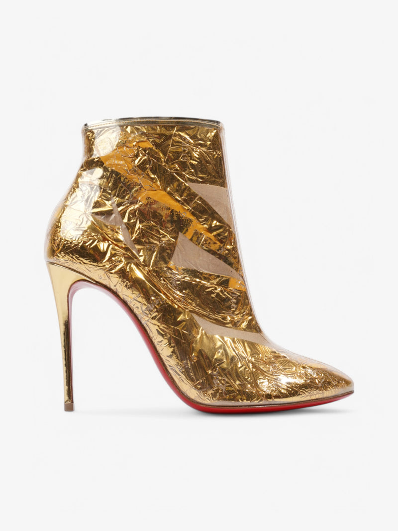  Christian Louboutin Booty Cap 100 Gold PVC EU 37.5 UK 4.5