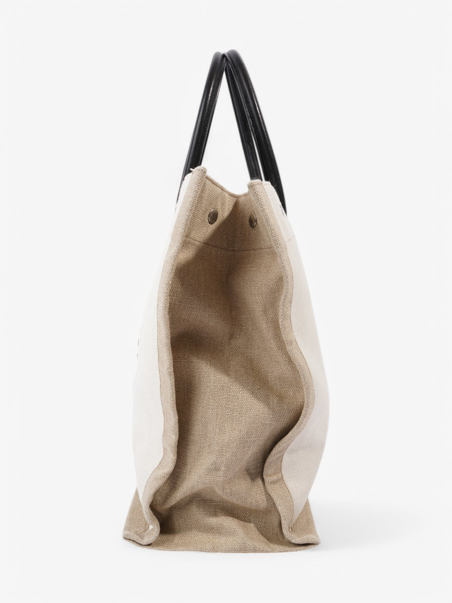 Saint Laurent Rive Gauche Tote White / Black / Greige Canvas Large Image 5