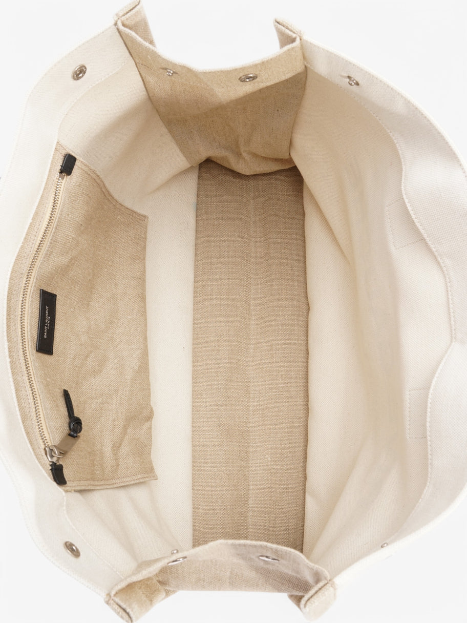 Saint Laurent Rive Gauche Tote White / Black / Greige Canvas Large Image 8