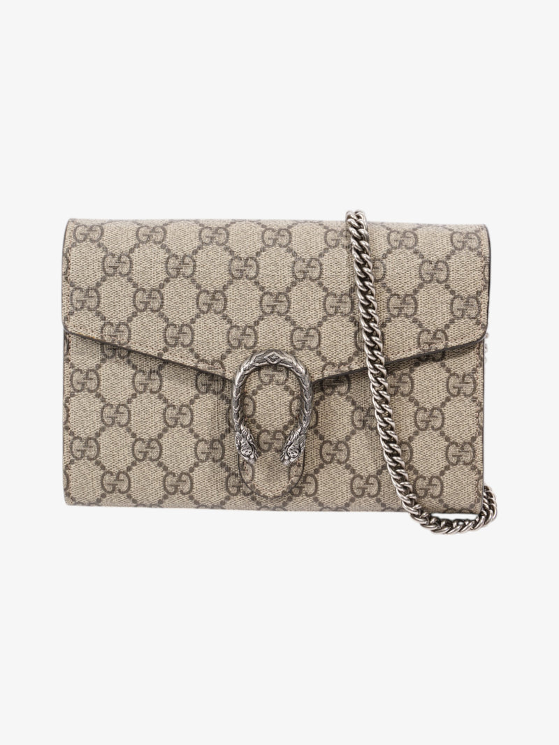  Gucci Dionysus Chain Wallet GG Supreme / Beige / Ebony Coated Canvas