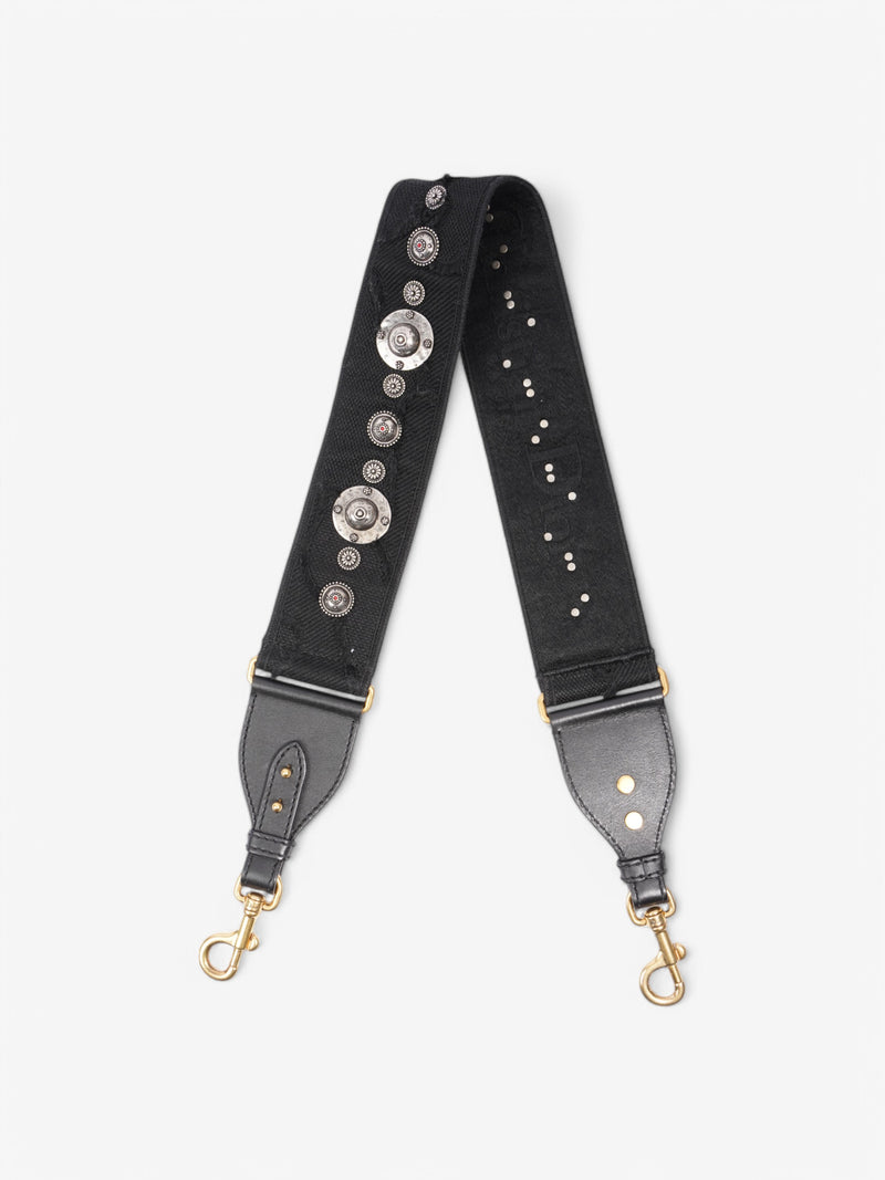  Christian Dior Saddle strap Black Canvas Small