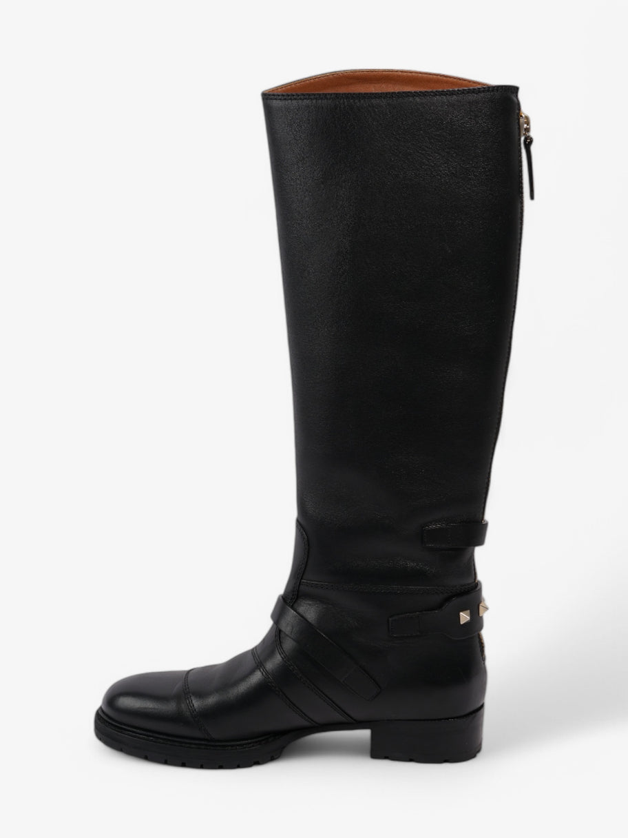Valentino Rockstud Riding Boots Black Leather EU 37 UK 4 Image 3
