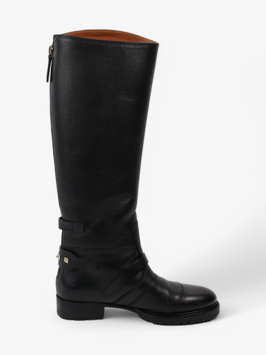 Valentino Rockstud Riding Boots Black Leather EU 37 UK 4 Image 4