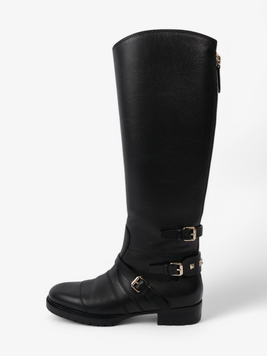 Valentino Rockstud Riding Boots Black Leather EU 37 UK 4 Image 5