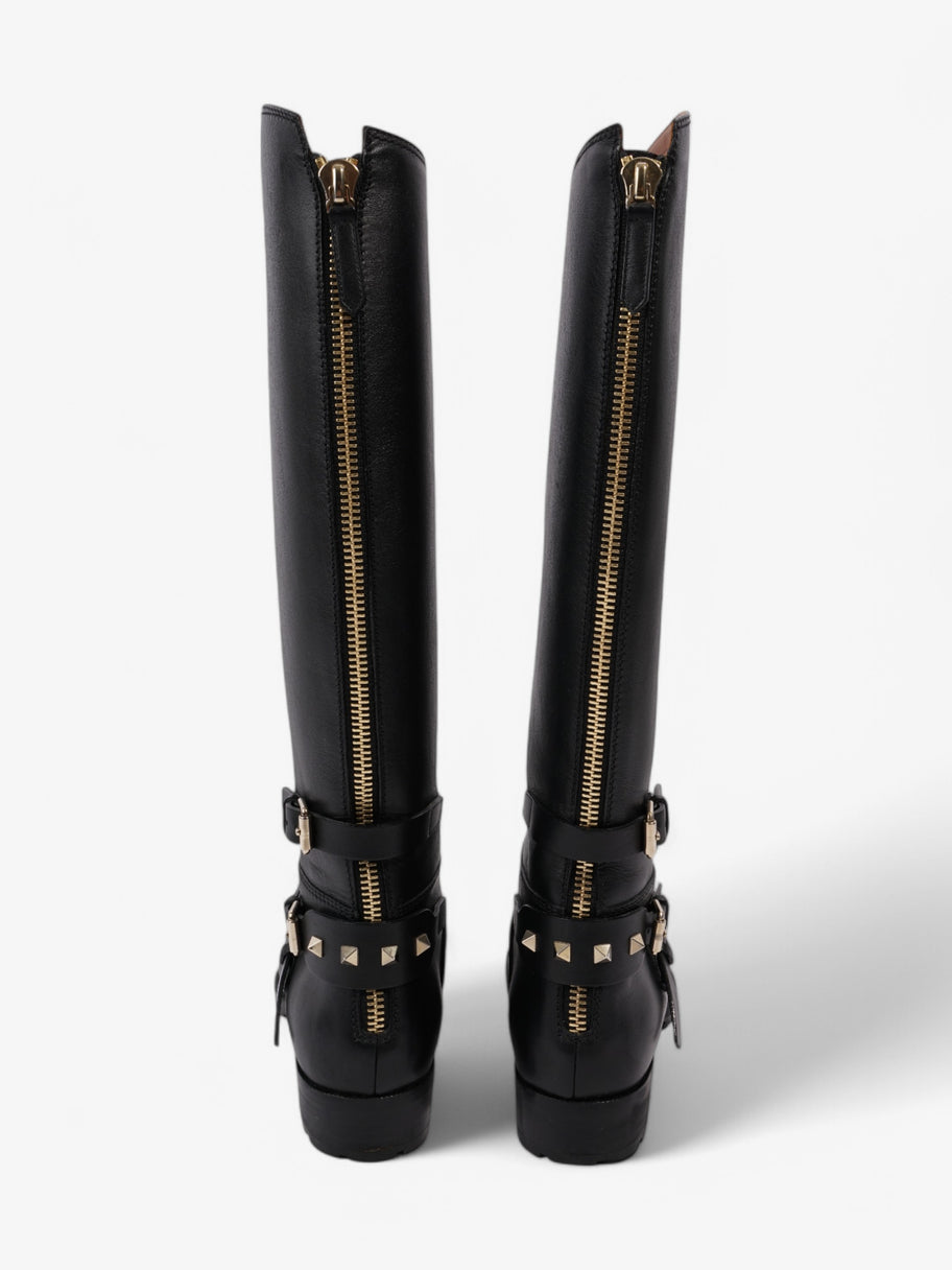 Valentino Rockstud Riding Boots Black Leather EU 37 UK 4 Image 6