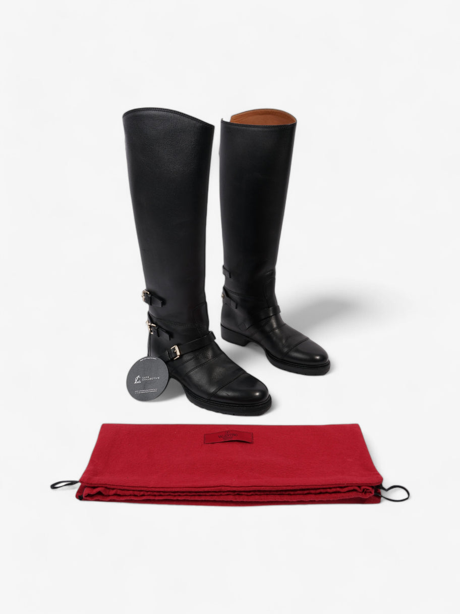 Valentino Rockstud Riding Boots Black Leather EU 37 UK 4 Image 9