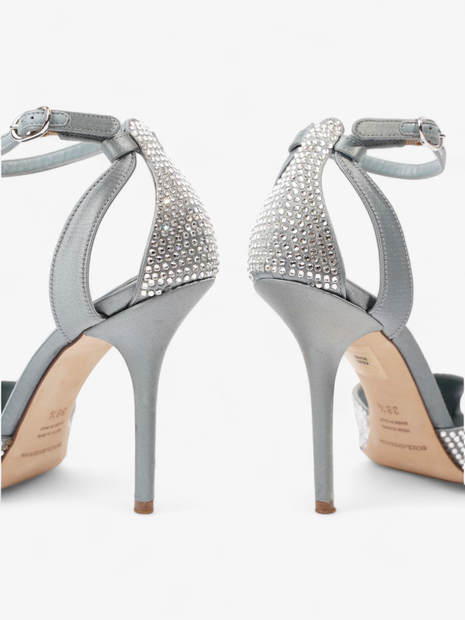 Crystal Peep Toe Heels 90mm Blue Satin EU 38.5 UK 5.5 Image 10