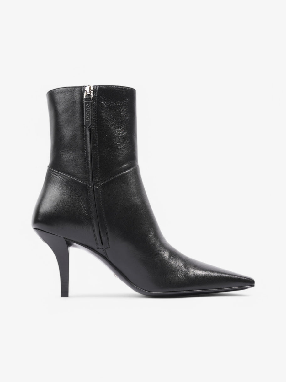 Gucci Gucci Side Zipped Pointed Toe Ankle Boots 70 Black Leather EU 38 UK 5 Image 4