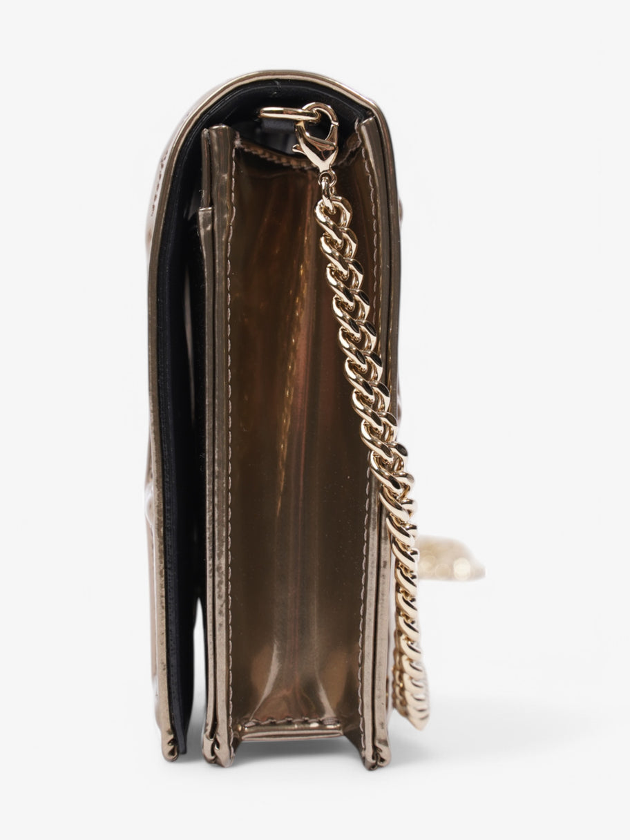 Christian Dior Diorama Wallet On Chain Metallic Gold Patent Leather Image 3