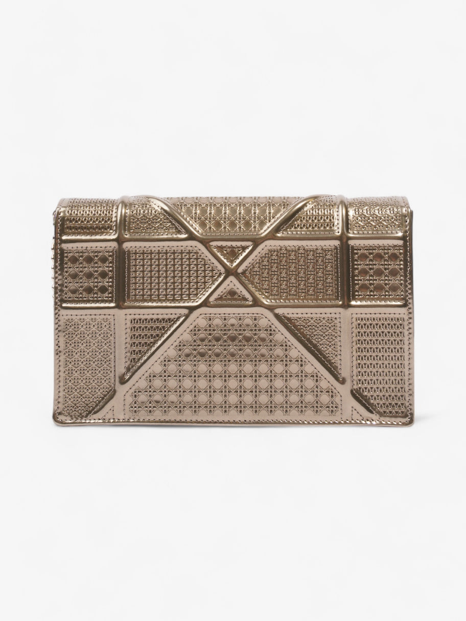 Christian Dior Diorama Wallet On Chain Metallic Gold Patent Leather Image 4