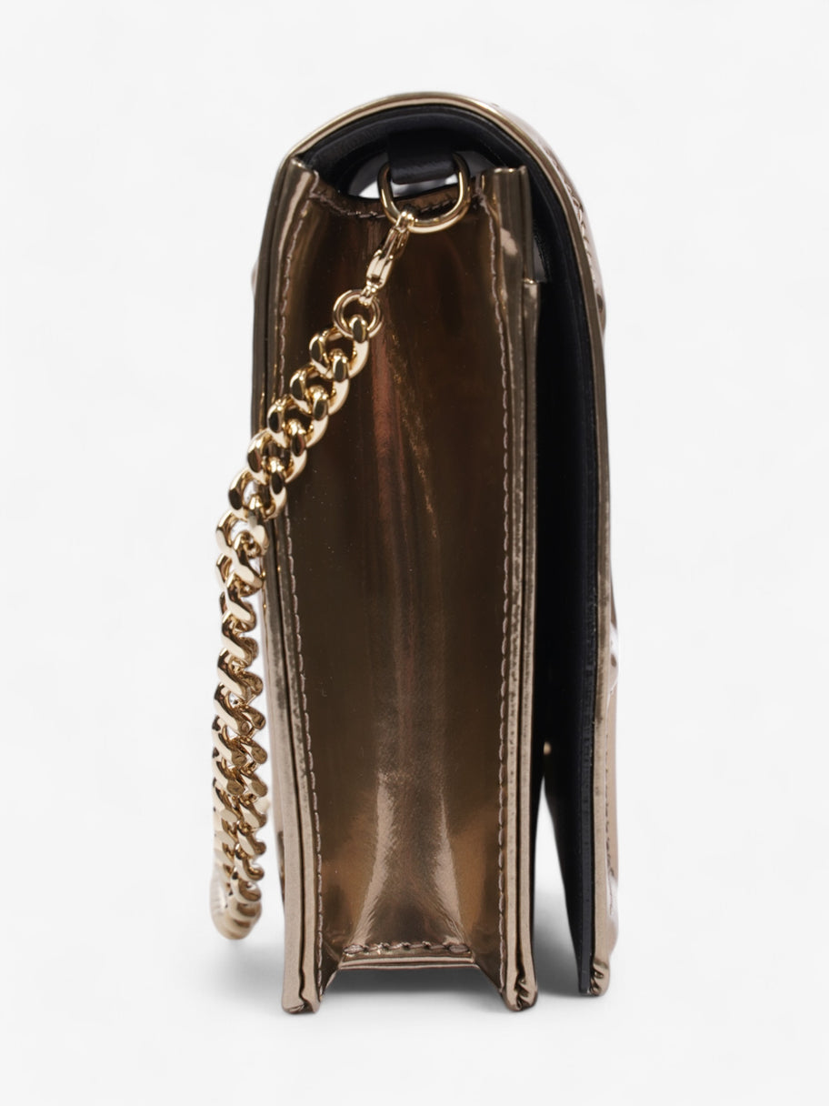 Christian Dior Diorama Wallet On Chain Metallic Gold Patent Leather Image 6