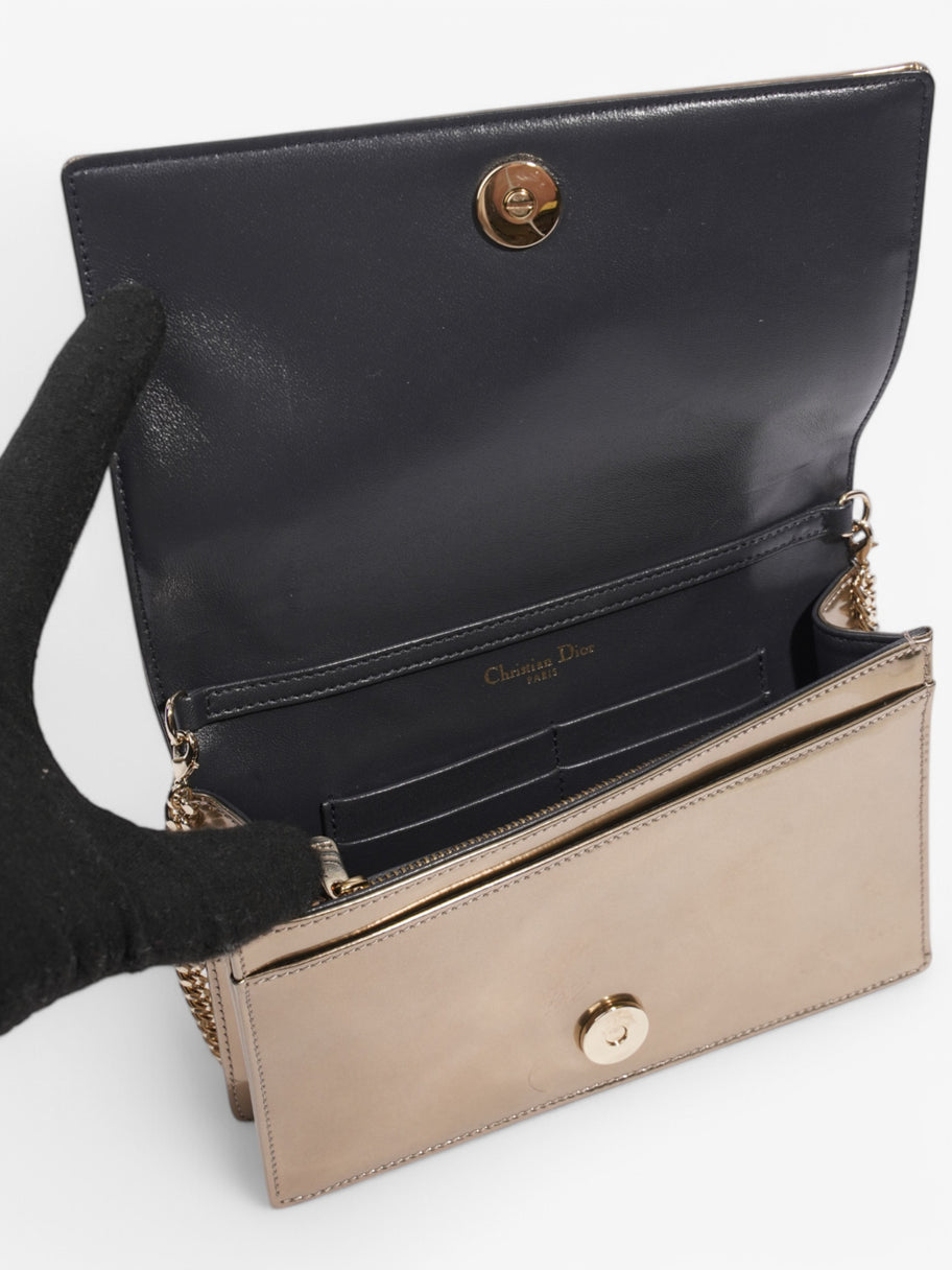 Christian Dior Diorama Wallet On Chain Metallic Gold Patent Leather Image 8