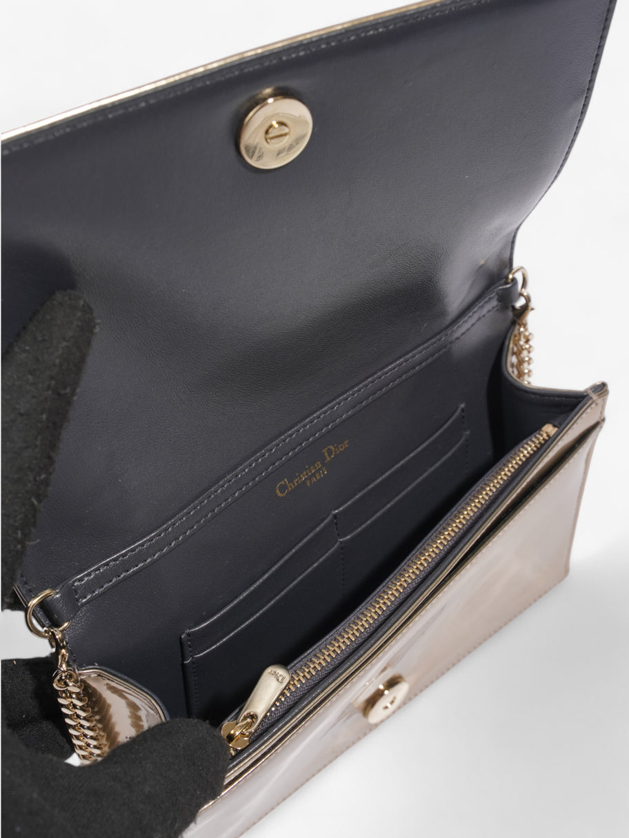 Christian Dior Diorama Wallet On Chain Metallic Gold Patent Leather Image 7