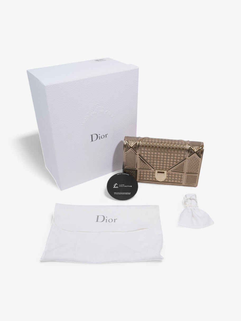 Christian Dior Diorama Wallet On Chain Metallic Gold Patent Leather Image 9