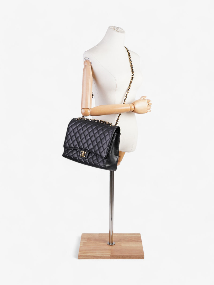 Chanel Classic Double Flap Black Caviar Leather Maxi Image 2