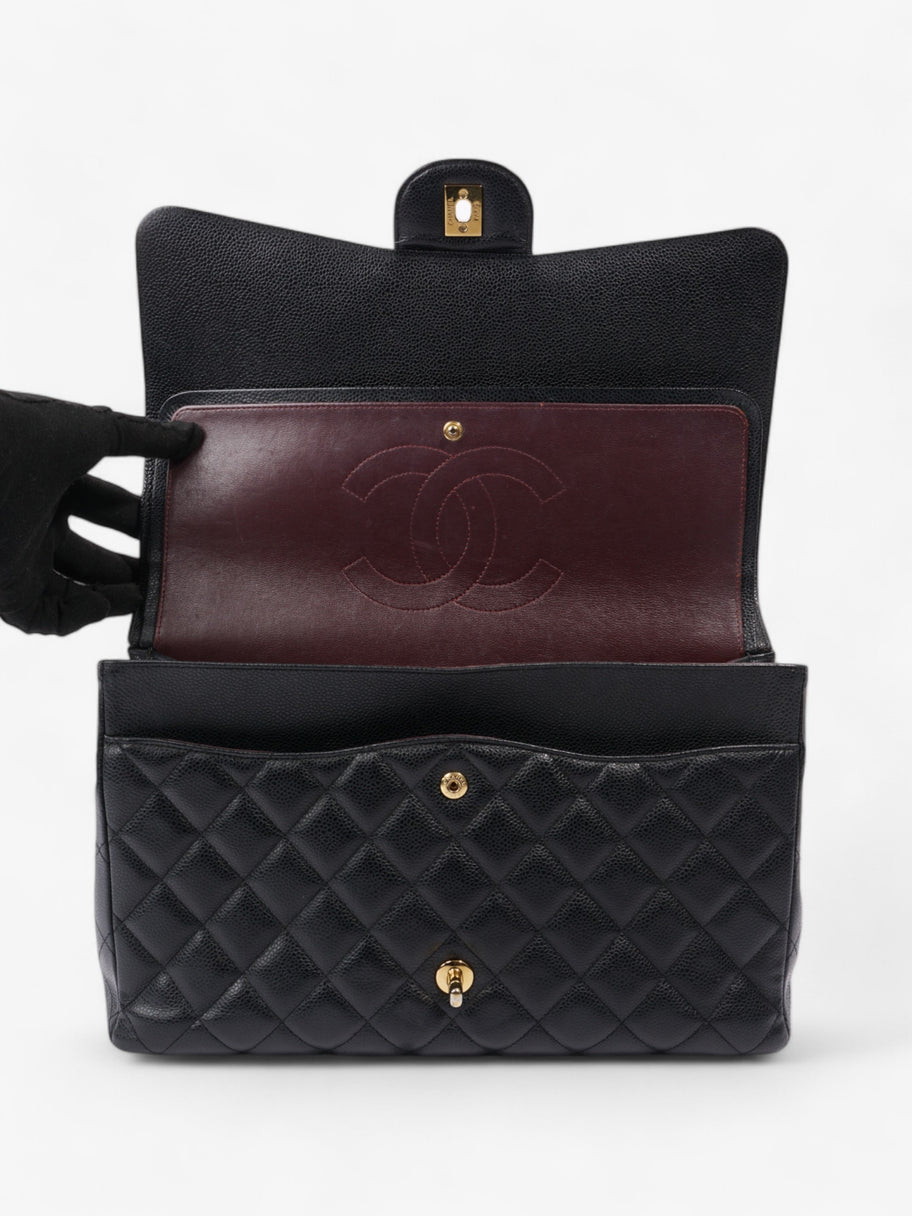 Chanel Classic Double Flap Black Caviar Leather Maxi Image 8
