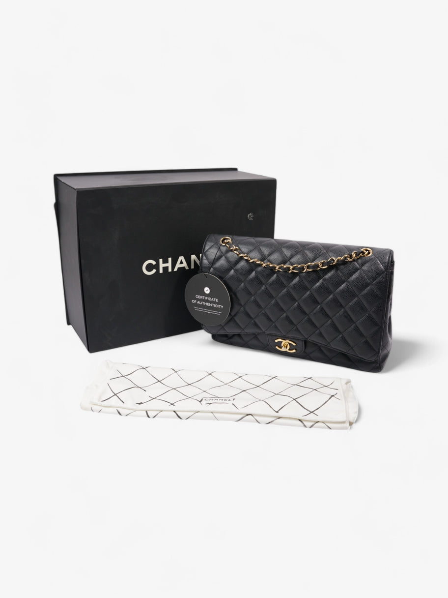Chanel Classic Double Flap Black Caviar Leather Maxi Image 10