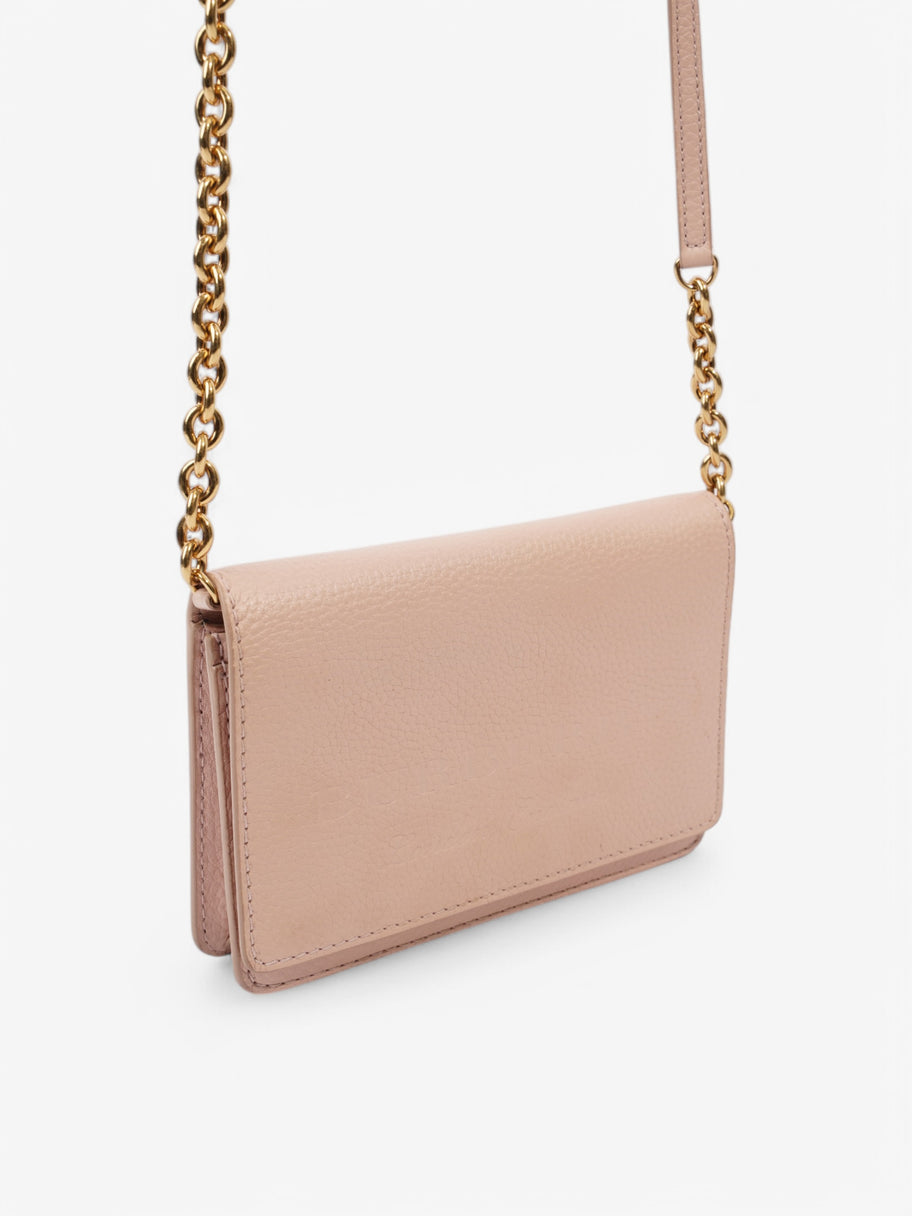 Burberry Henley Wallet On Chain Light Pink Grained Leather Image 7