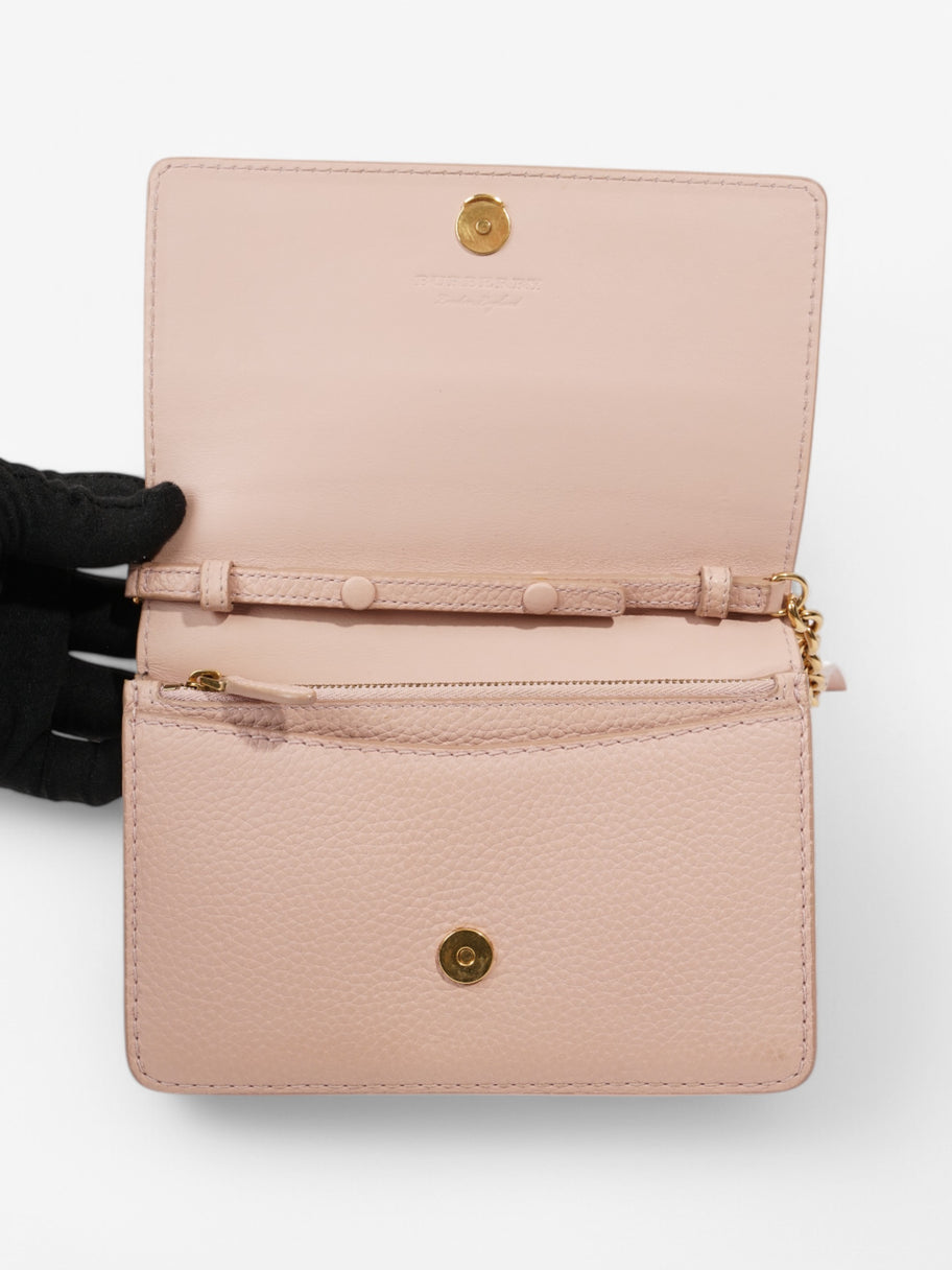 Burberry Henley Wallet On Chain Light Pink Grained Leather Image 8