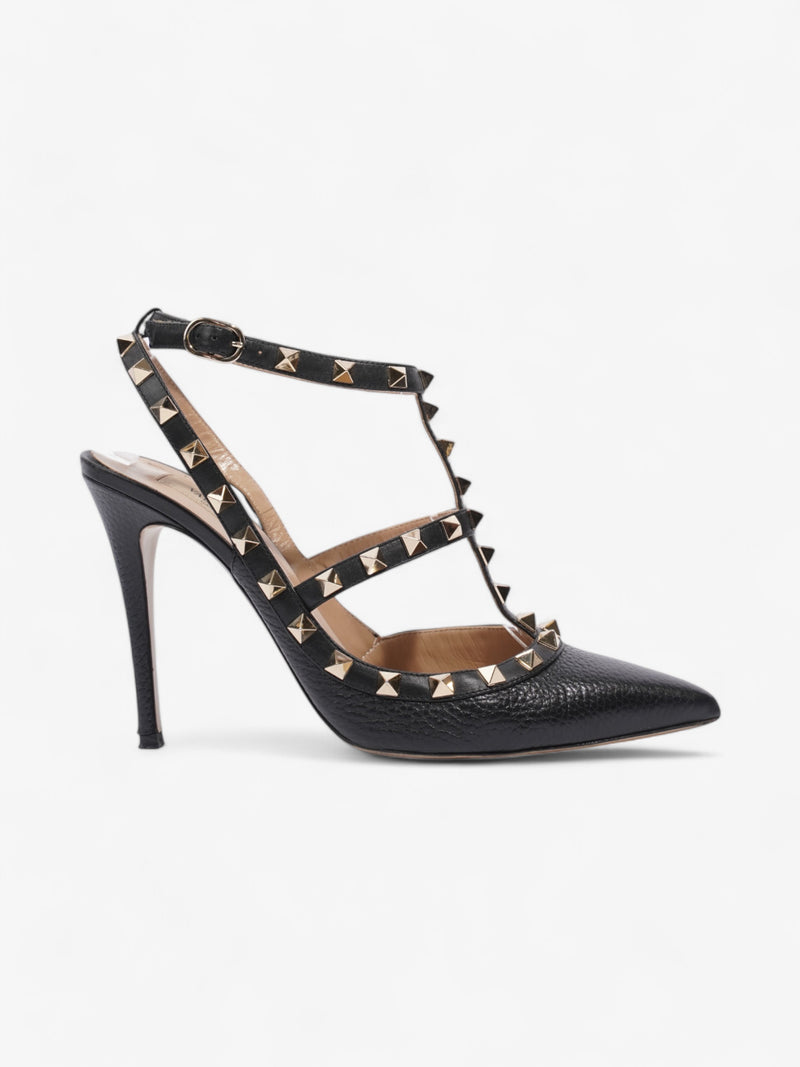  Valentino Rockstud Heels 100 Black / Gold Leather EU 39 UK 6