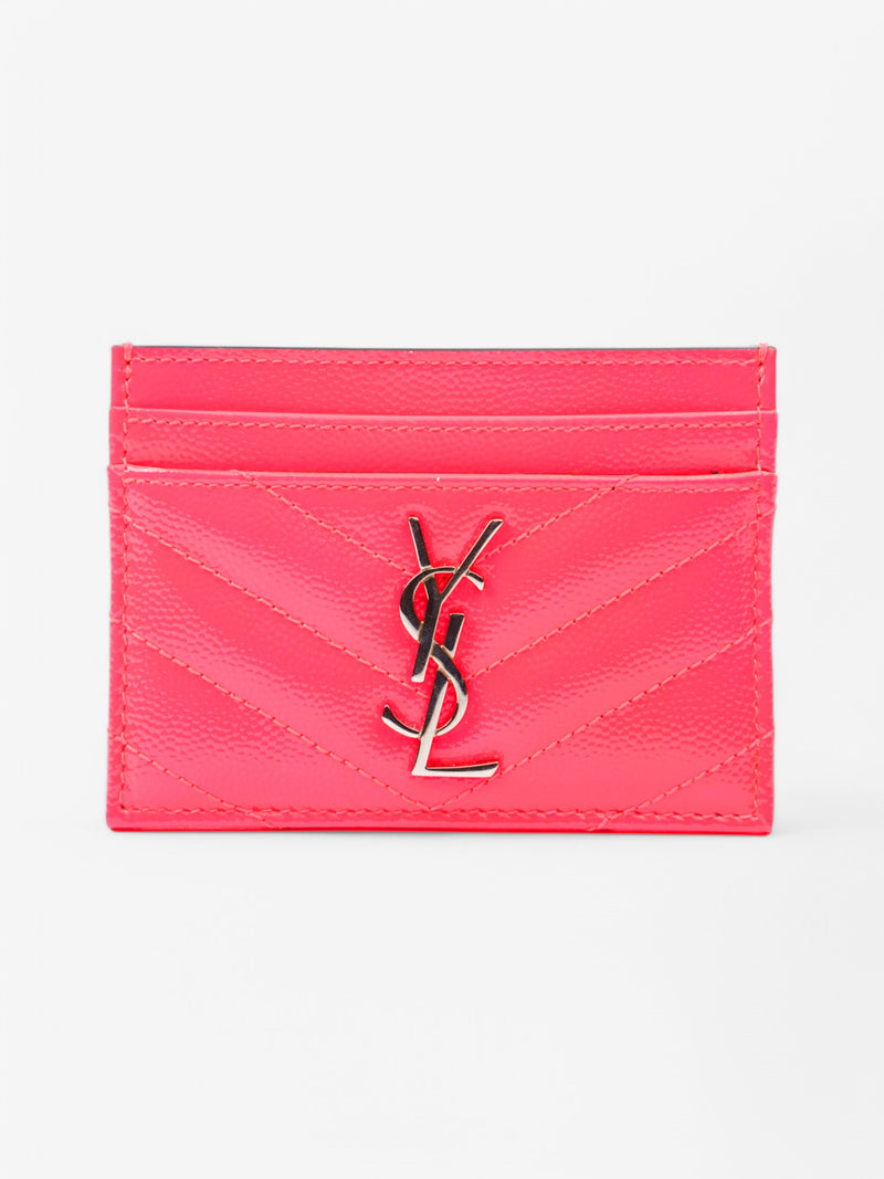  Saint Laurent Card Holder Neon Pink Leather