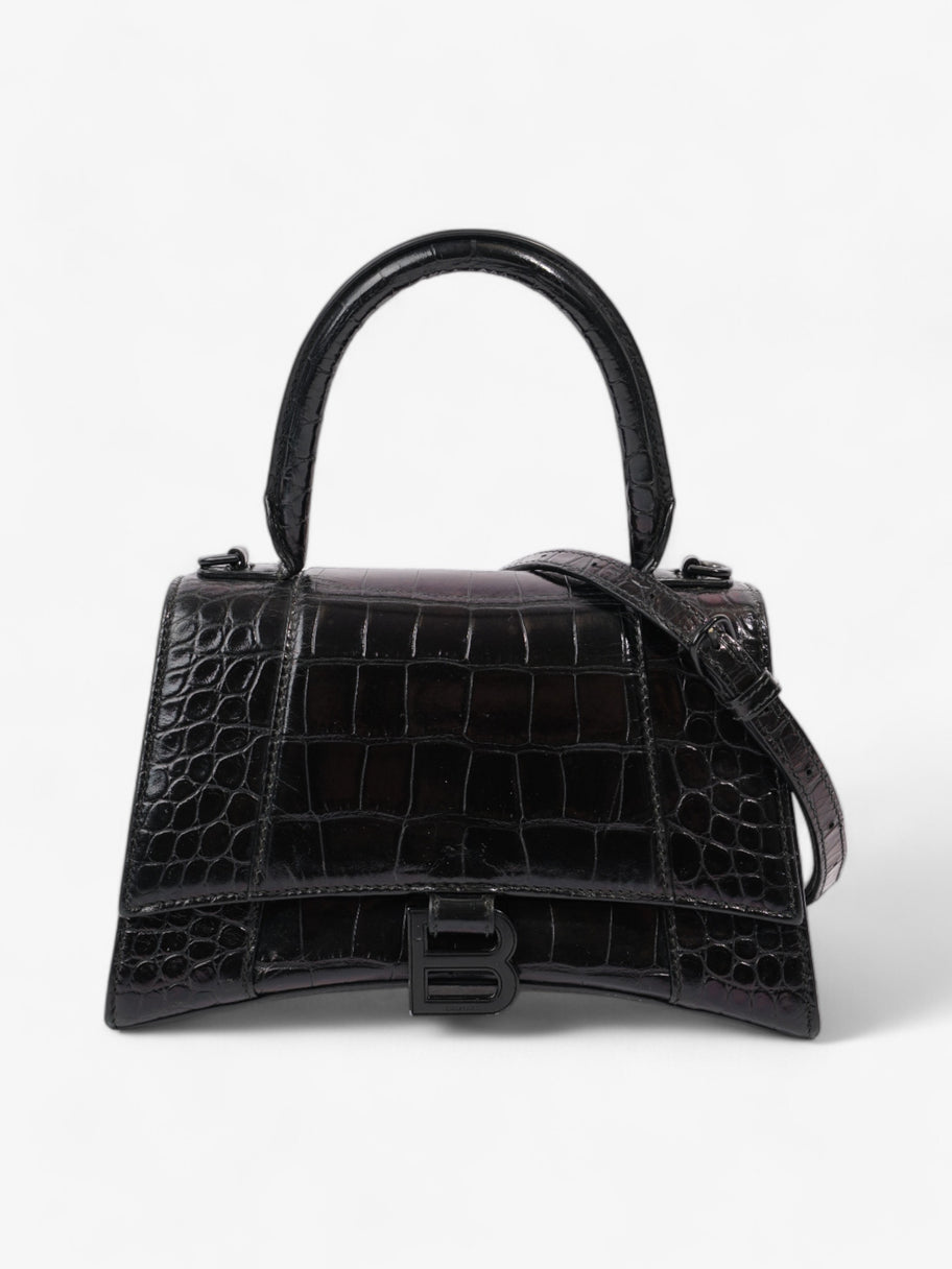 Balenciaga Small Hourglass Top Handle Black Crocodile Leather Image 11